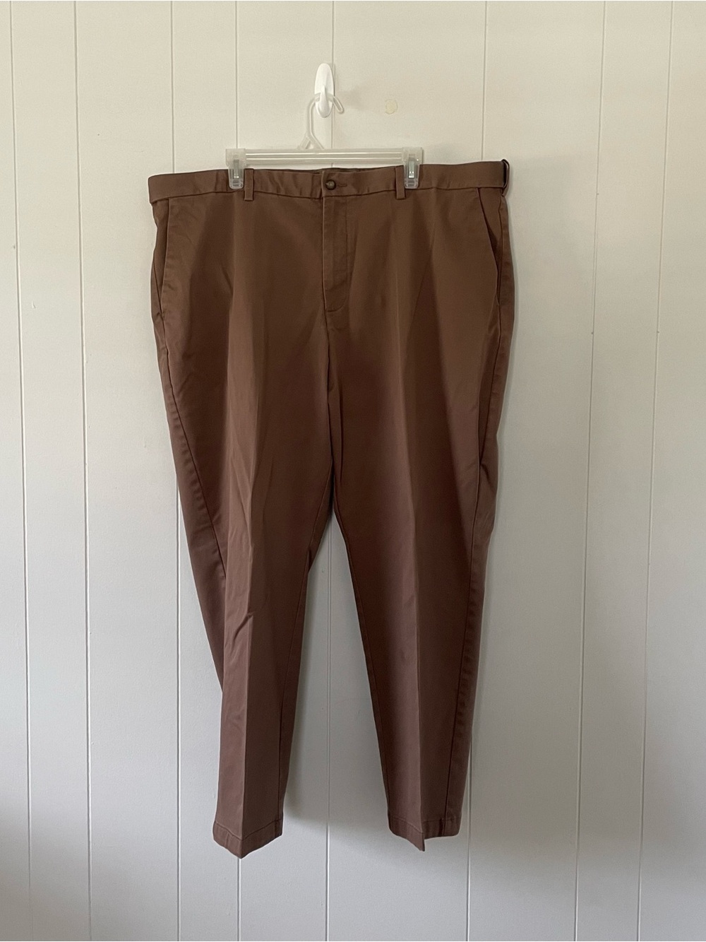 David Taylor Collection Men’s 44x30 Brown Flat Front Dress Pants Stretch Chino